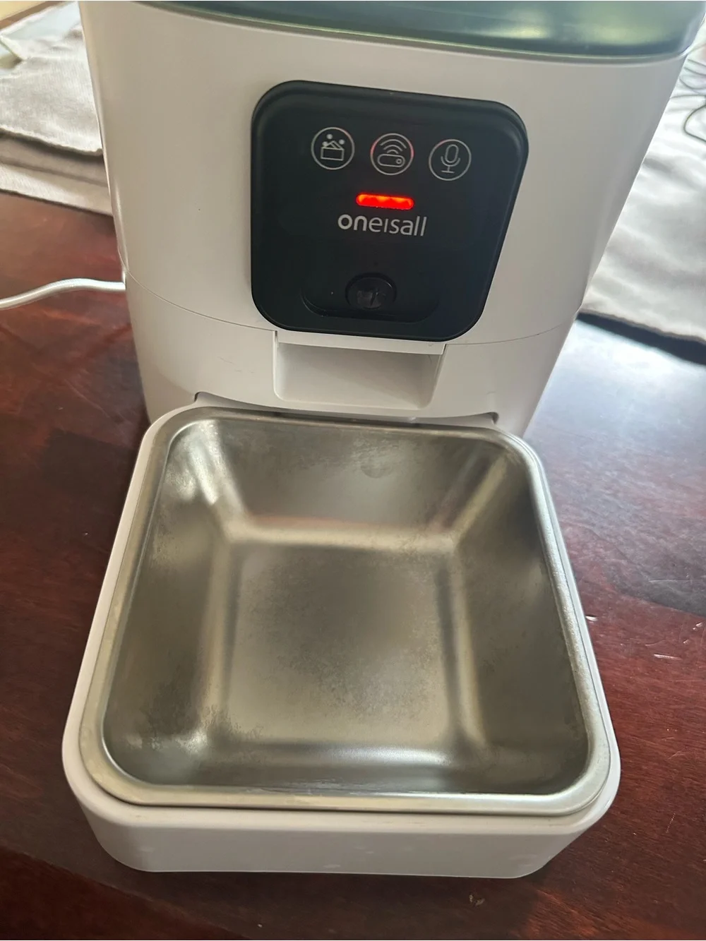 Automatic Cat Feeder with Clear Smoke Gray Hopper and White Base - Camera w/ mic